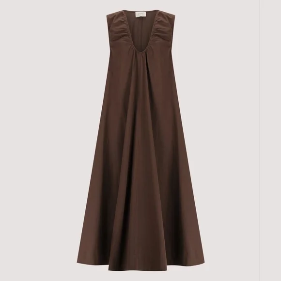 Dissh Gabby Bitter Choc Oversized Cotton Midi Dress - Picture 8 of 16